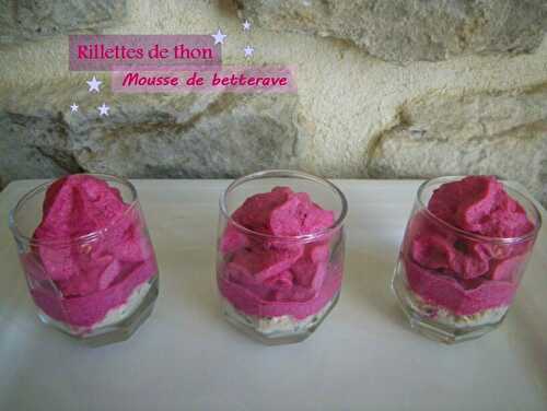 Rillettes de thon et mousse de betterave au siphon