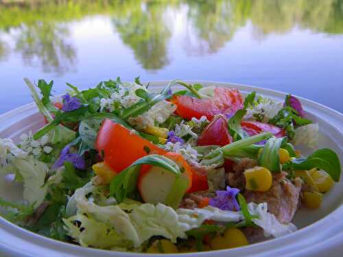 Salade aux fleurs et vinaigrette d'alliaire