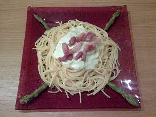Spaghettis à la crème d'asperges et de parmesan