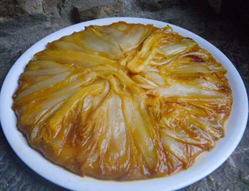 Tatin d'endives au caramel de fruits de la passion