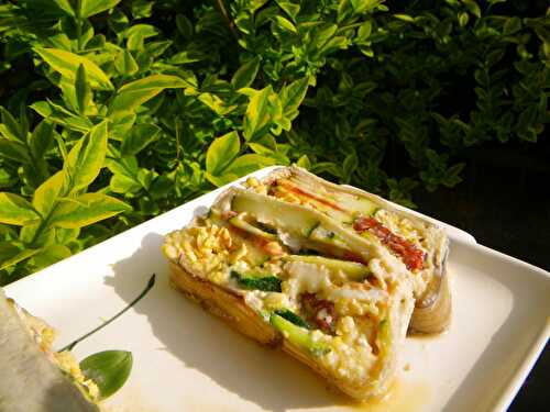 Terrine de courgettes et aubergines aux flocons de pois chiches