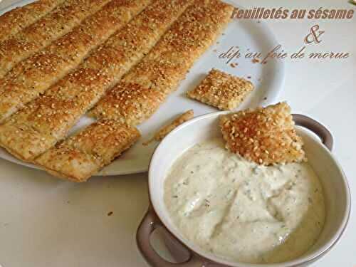 Feuilletés au sésame et dip au foie de morue