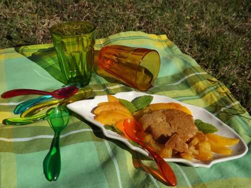 Cobbler à l’ananas et nectarine au sirop de canne et lait d’amande