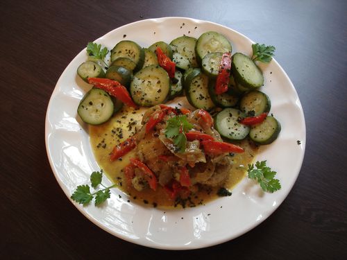 Cuisses de poulet en sauce de soja, curry et crème de coco