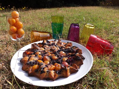 Fondant aux mirabelles et myrtilles ou gourmandise lorraine avec des fruits charentais !!!!!!!