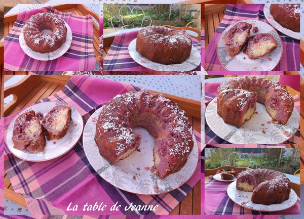 Gâteau au yaourt et cerises au sirop