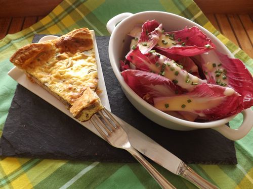 Quiche au saumon fumé, champignons, moutarde et parmesan