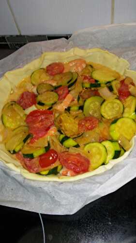 TARTE FINE COURGETTES TOMATES CREVETTES