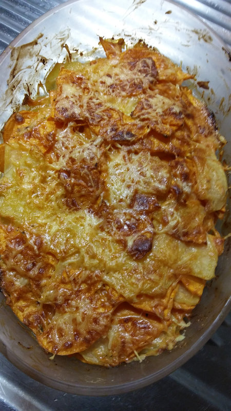 GRATIN PATATE DOUCE, POMME DE TERRE