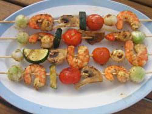 Brochettes estivales aux crevettes