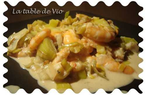 Curry de crevettes aux poireaux