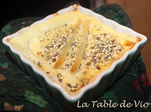 Flan aux asperges, coeur fondant au fromage - La table de Vio