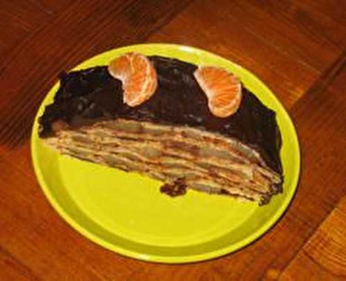 Gâteau de crêpes poires-chocolat
