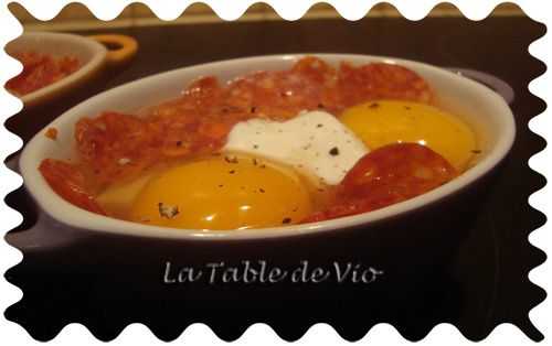 Oeufs cocotte au chorizo et reblochon