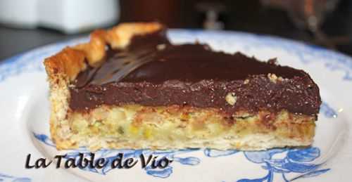 Tarte pommes, pistaches et ganache au chocolat