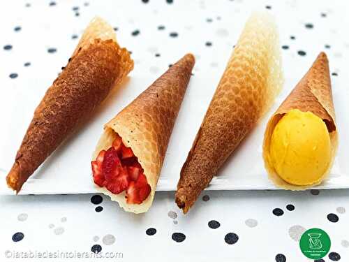 CORNETS DE GLACE sans gluten, sans lait ou sans lactose, sans sucre