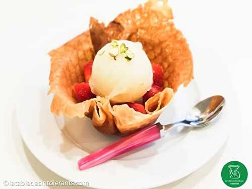 PANIER DE FRAISES ET SORBET CITRON VERT sans gluten, sans lait ou sans lactose, avec ou sans sucre