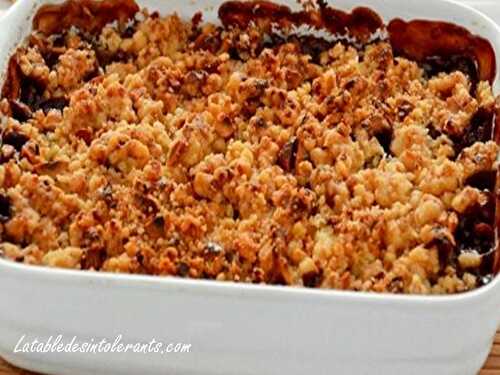 CRUMBLE POIRE CHOCOLAT sans gluten, sans lait ou sans lactose, sans sucre, sans œuf