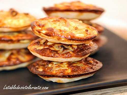 MINI QUICHES AUX ÉCHALOTES ET PIGNONS DE PIN sans gluten ni lactose ni levure, avec ou sans œuf