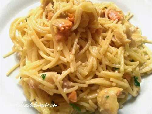 SPAGHETTIS AUX COQUILLES SAINT-JACQUES sans gluten ni lait