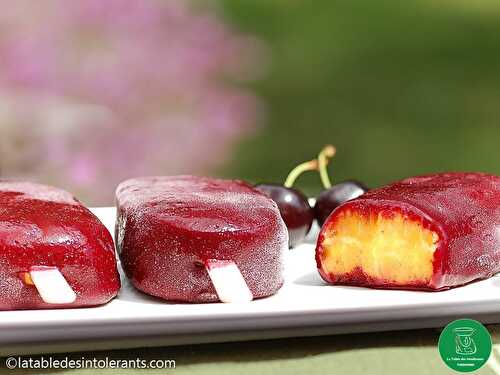 BÂTONNETS GLACÉS MANGUE FRUITS ROUGES sans gluten ni lait, avec ou sans sucre, sans œuf