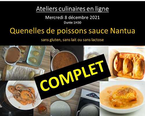 ATELIERS EN LIGNE - Quenelles de poisson sauce Nantua sans gluten ni lait ni lactose - La table des intolérants