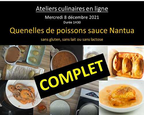 ATELIERS EN LIGNE - Quenelles de poisson sauce Nantua sans gluten ni lait ni lactose