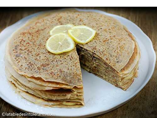 GÂTEAU DE CRÊPES AU LEMON CURD sans gluten, sans lactose ou sans lait, sans sucre