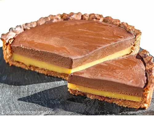 TARTE VEGAN CHOCOLAT ORANGE sans gluten ni lait ni sucre ajouté