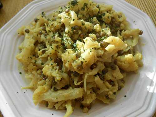 Choux fleur et lentilles au curry