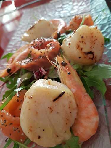 Salade de la mer, sauce moutarde à l'ancienne et citron