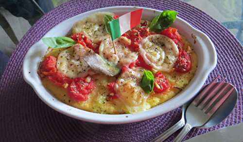 Gratin de polenta (ou semoule) à la tomate et à la mozzarella