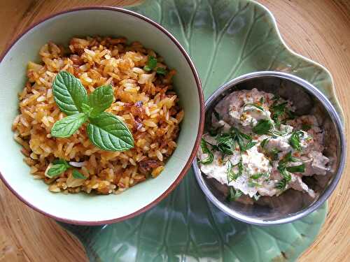 Riz frit à l'indienne et fromage aux épices tandoori