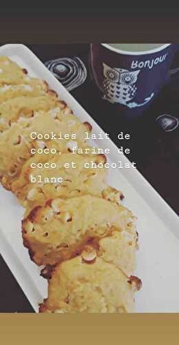 Cookies à la farine de coco, lait de coco et chocolat blanc