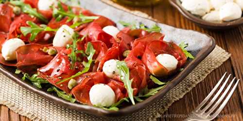 Carpaccio de bœuf et mozzarella