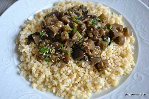 Aubergine au miel et boulgour