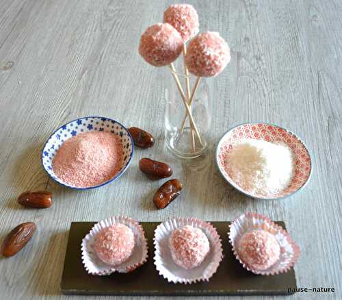 Bonbons aux biscuits roses de Reims-coco, coeur de dattes