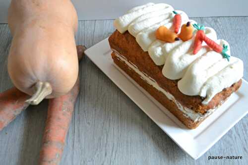 Butternut cake aux carottes confites au gingembre et noix