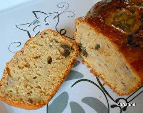 Cake banane-beurre de cacahuètes-chocolat