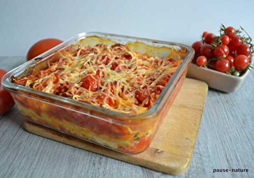 Cannellonis aux légumes et maroilles, sauce tomates cerises, entièrement maison