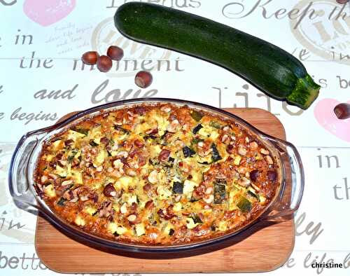 Clafoutis aux courgettes-chèvre-noisettes