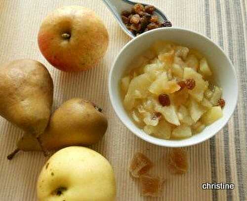 Compotée de pomme-poire-gingembre confit -   le blog culinaire pause-nature 