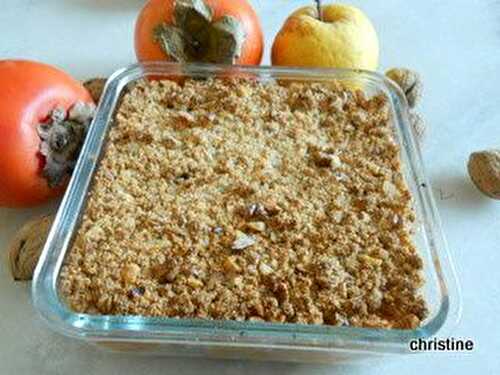 Crumble kaki-pomme et noix