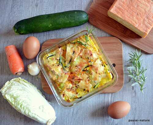 Gratin de chou chinois aux légumes et maroilles