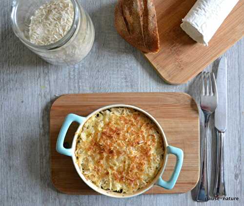 Gratin de riz aux épinards et chèvre