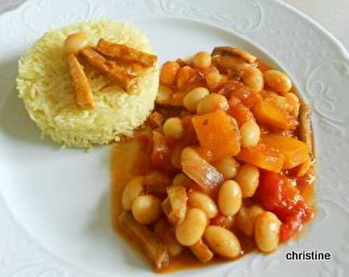 Haricots coco au potiron et tofu fumé