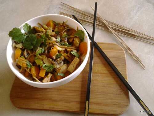 Nouilles Soba à la butternut et aux champignons