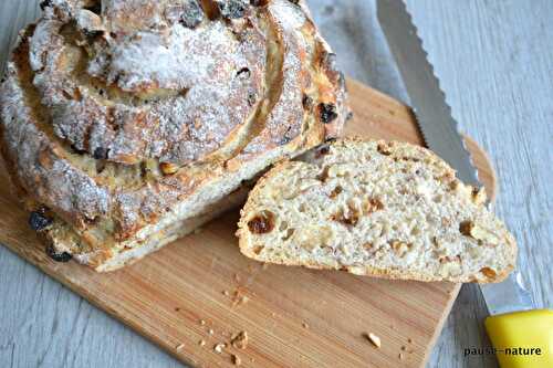 Pain au levain, seigle, raisins secs et noix