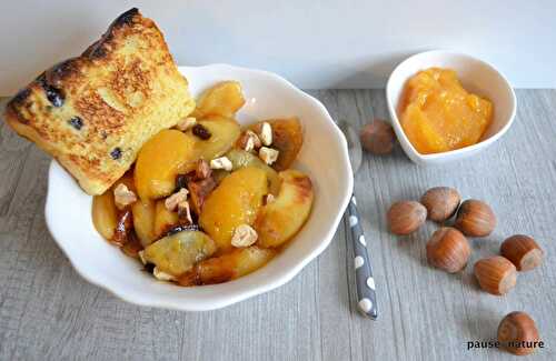 Pommes poêlées à la tartinade de clémentines et noisettes torréfiées