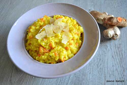 Risotto aux carottes, curcuma et gingembre frais